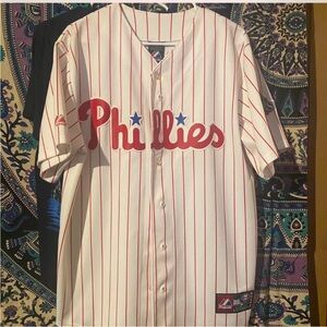 Majestic Red and White Striped Jersey